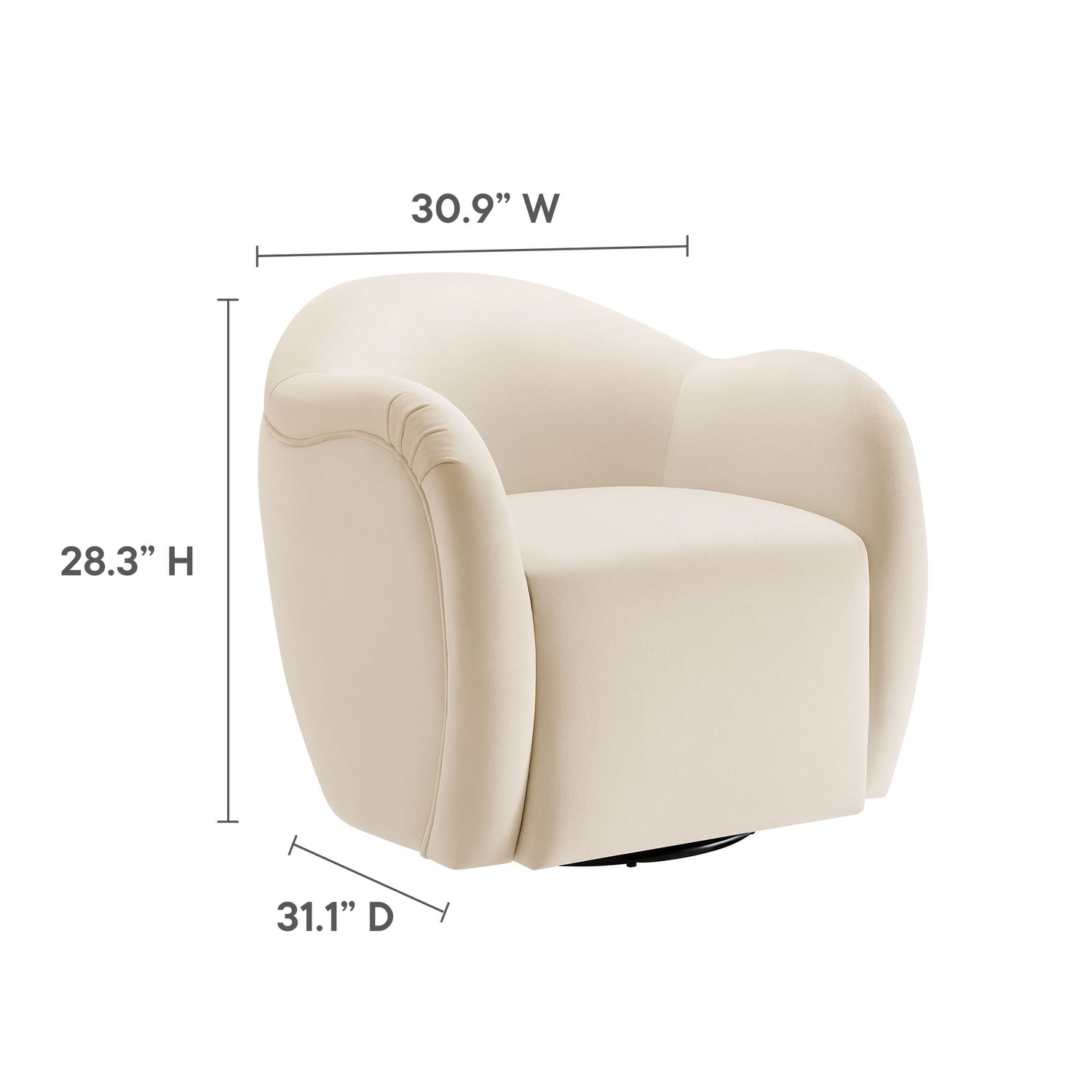 Compose Performance Velvet Swivel Armchair By HouseBean