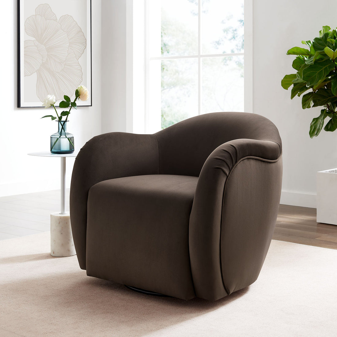 Compose Performance Velvet Swivel Armchair By HouseBean