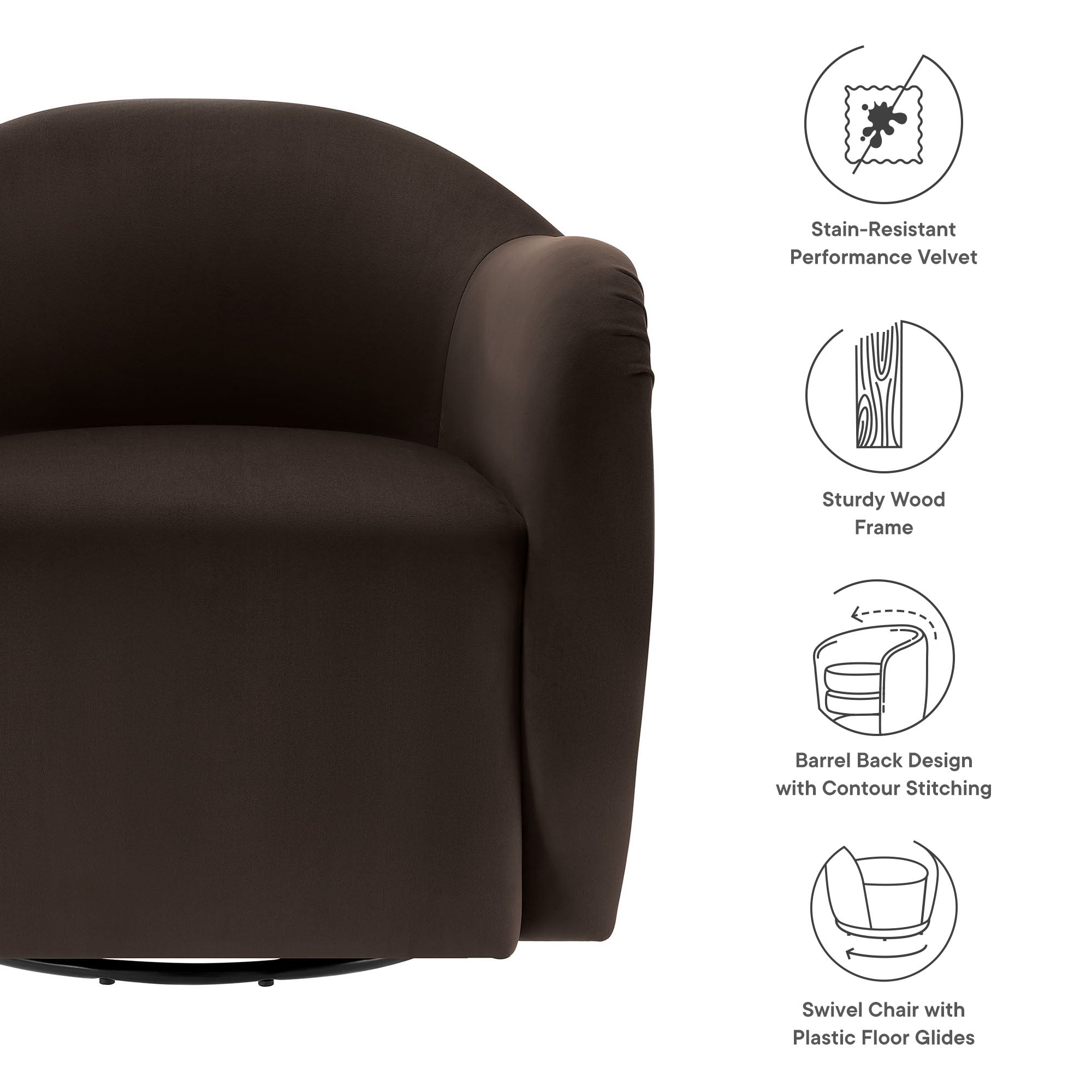 Compose Performance Velvet Swivel Armchair By HouseBean