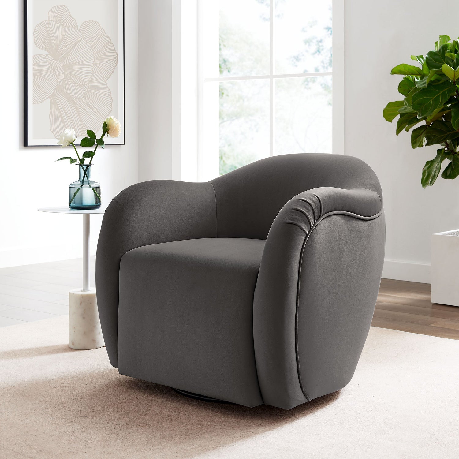 Compose Performance Velvet Swivel Armchair By HouseBean