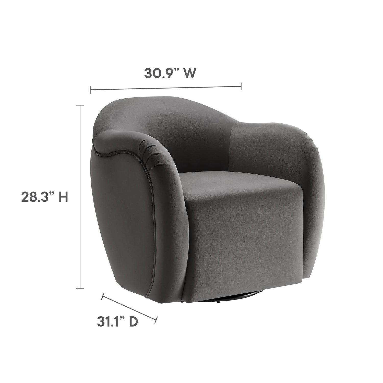 Compose Performance Velvet Swivel Armchair By HouseBean