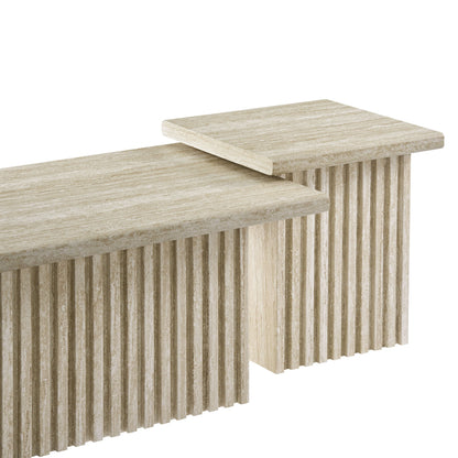 Render Nesting Faux Travertine Coffee Tables Set of 2 By HouseBean