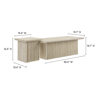 Render Nesting Faux Travertine Coffee Tables Set of 2 By HouseBean