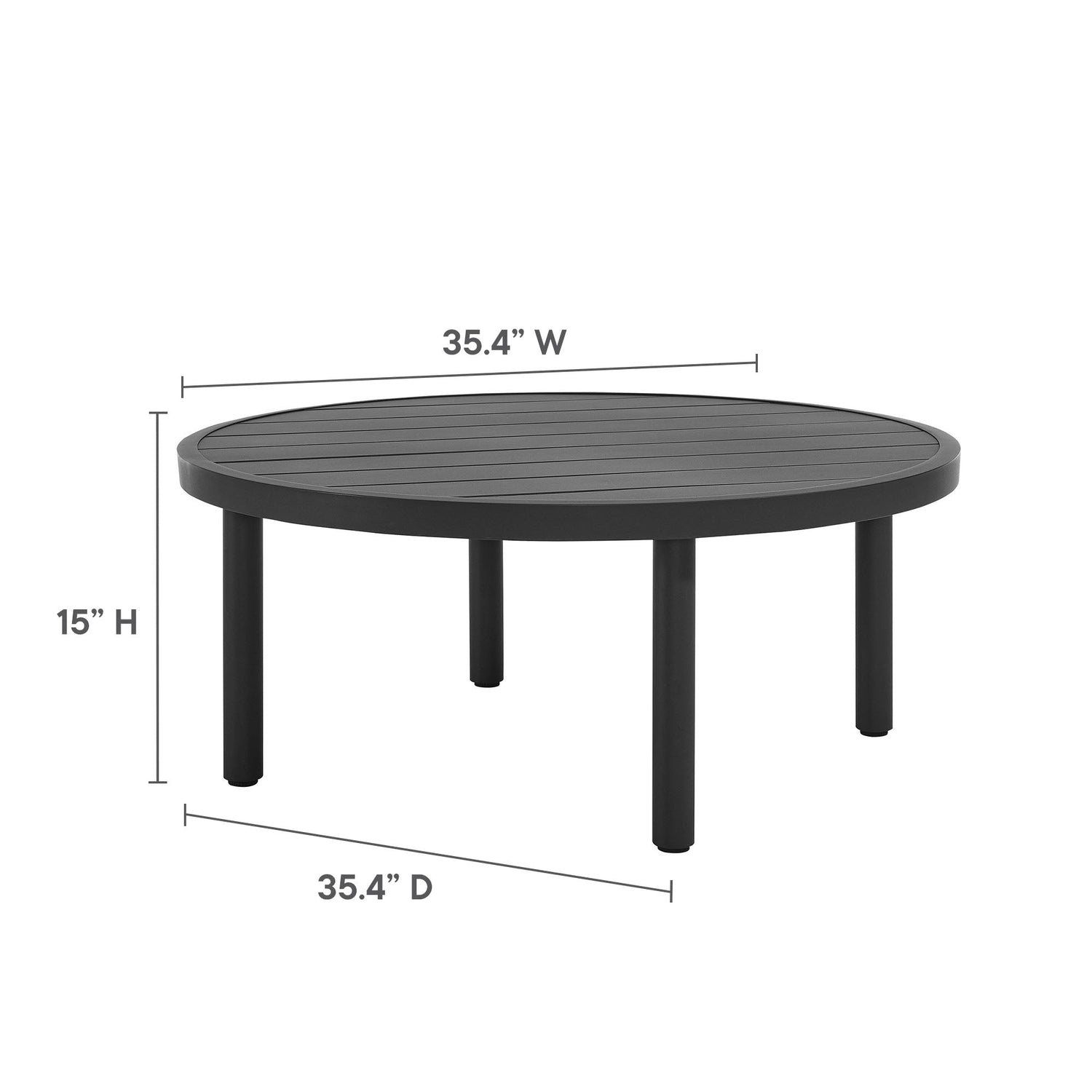 Terrace 35&quot; Outdoor Patio Aluminum Round Coffee Table By HouseBean