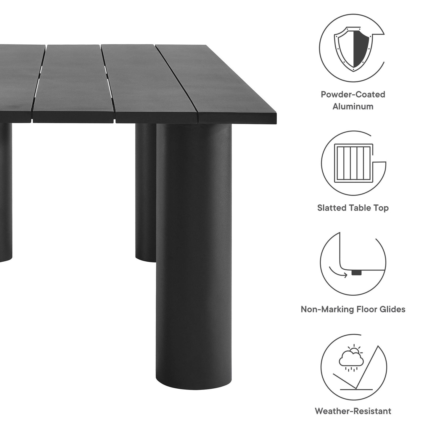 Nautica Outdoor Patio 87&quot; Rectangular Aluminum Dining Table by Modway