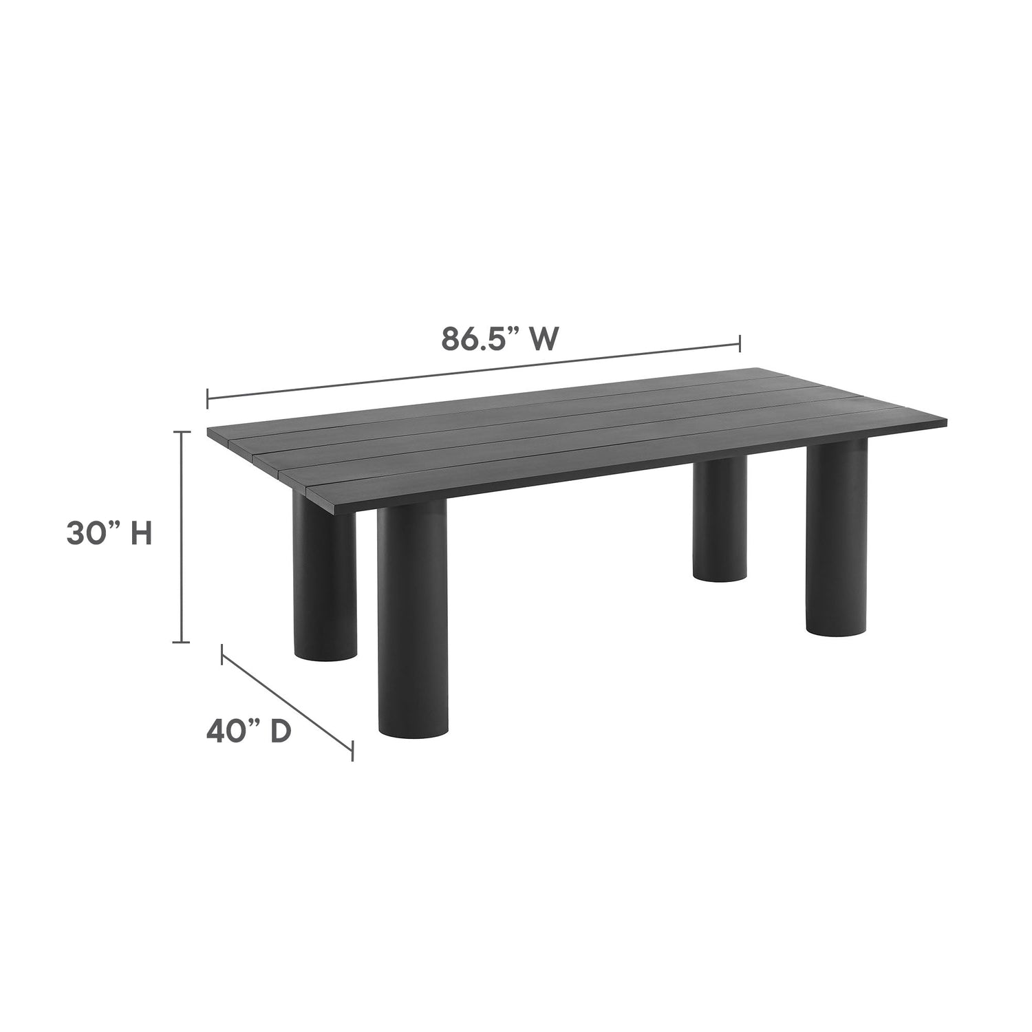 Nautica Outdoor Patio 87&quot; Rectangular Aluminum Dining Table by Modway