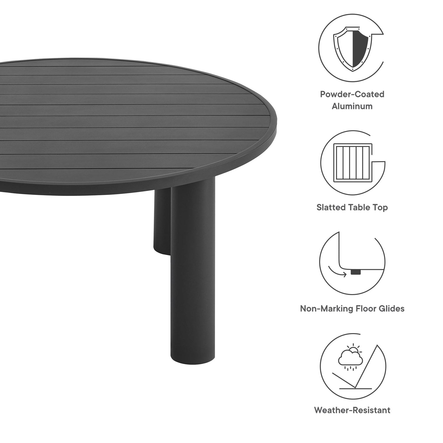 Nautica Outdoor Patio 60&quot; Round Aluminum Dining Table by Modway