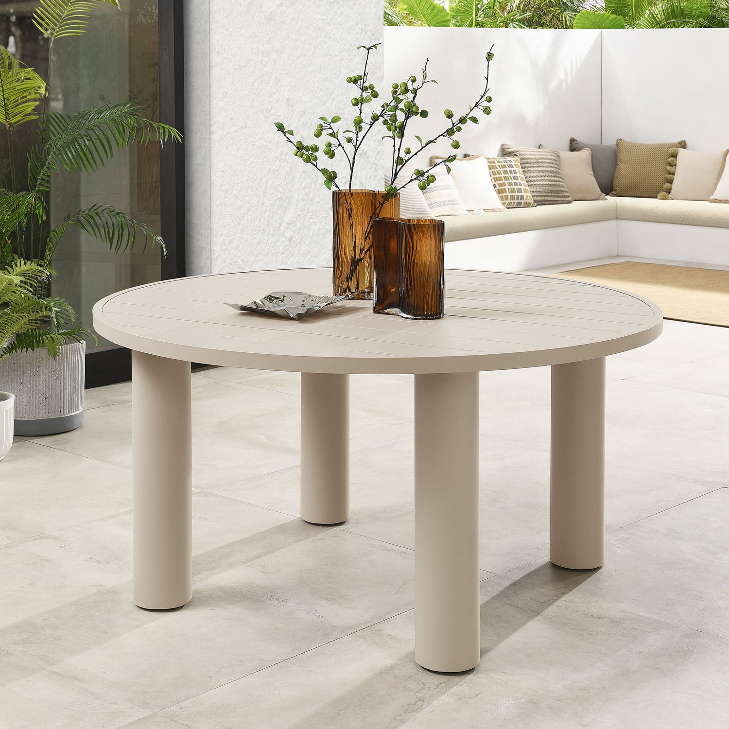 Nautica Outdoor Patio 60&quot; Round Aluminum Dining Table by Modway