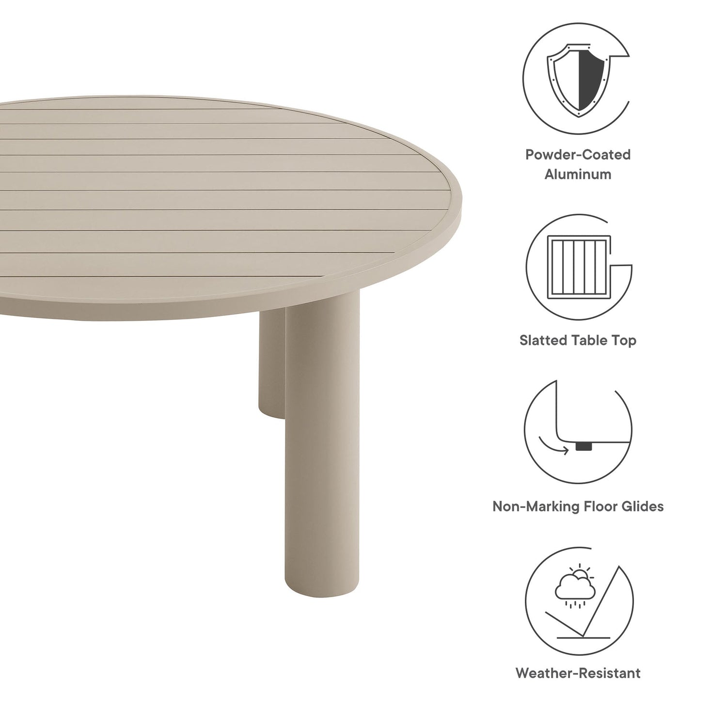 Nautica Outdoor Patio 60&quot; Round Aluminum Dining Table by Modway