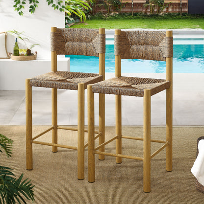 Parkland Outdoor Patio Rattan and Aluminum Counter Stools Set of 2 by Modway