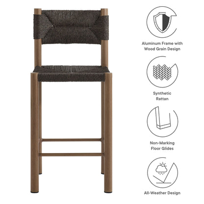 Parkland Outdoor Patio Rattan and Aluminum Counter Stools Set of 2 by Modway