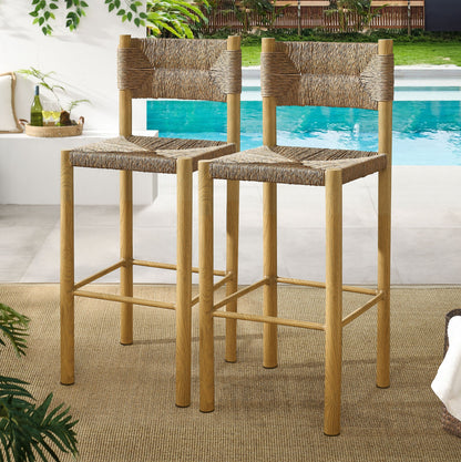 Parkland Outdoor Patio Rattan and Aluminum Bar Stools Set of 2 by Modway
