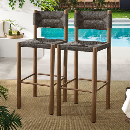 Parkland Outdoor Patio Rattan and Aluminum Bar Stools Set of 2 by Modway