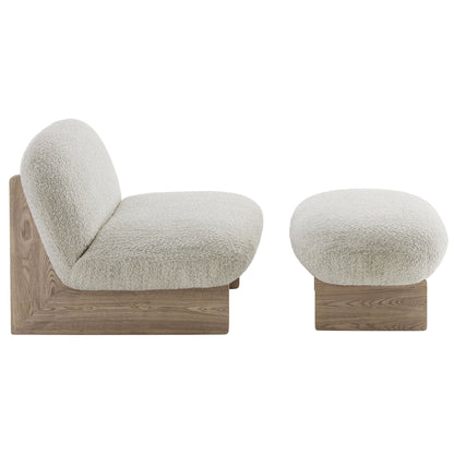 Loyal Boucle Fabric Accent Chair and Ottoman Set By HouseBean