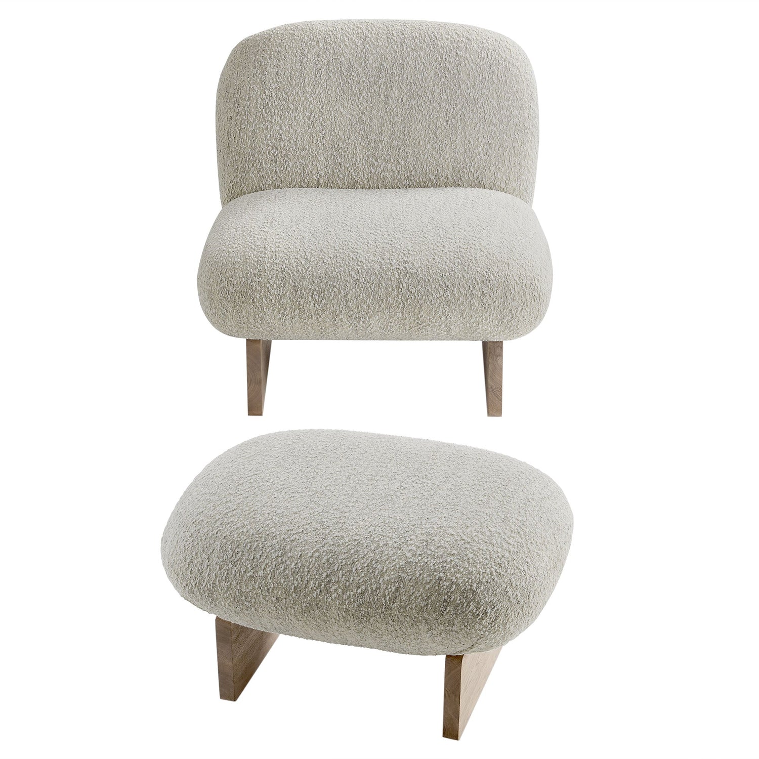 Loyal Boucle Fabric Accent Chair and Ottoman Set By HouseBean