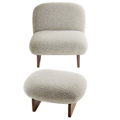 Loyal Boucle Fabric Accent Chair and Ottoman Set By HouseBean