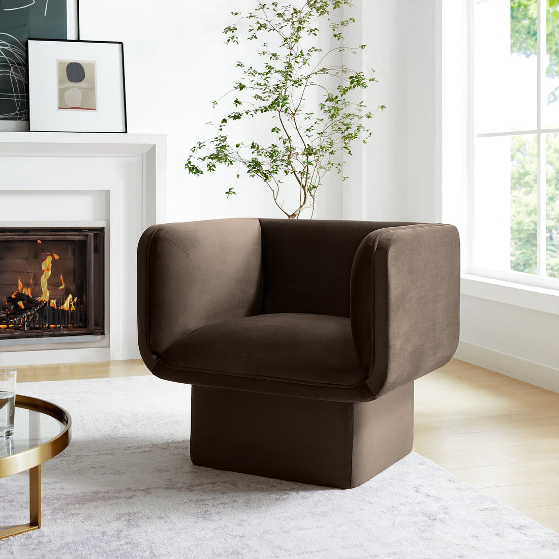 Tate Performance Velvet Accent Chair By HouseBean