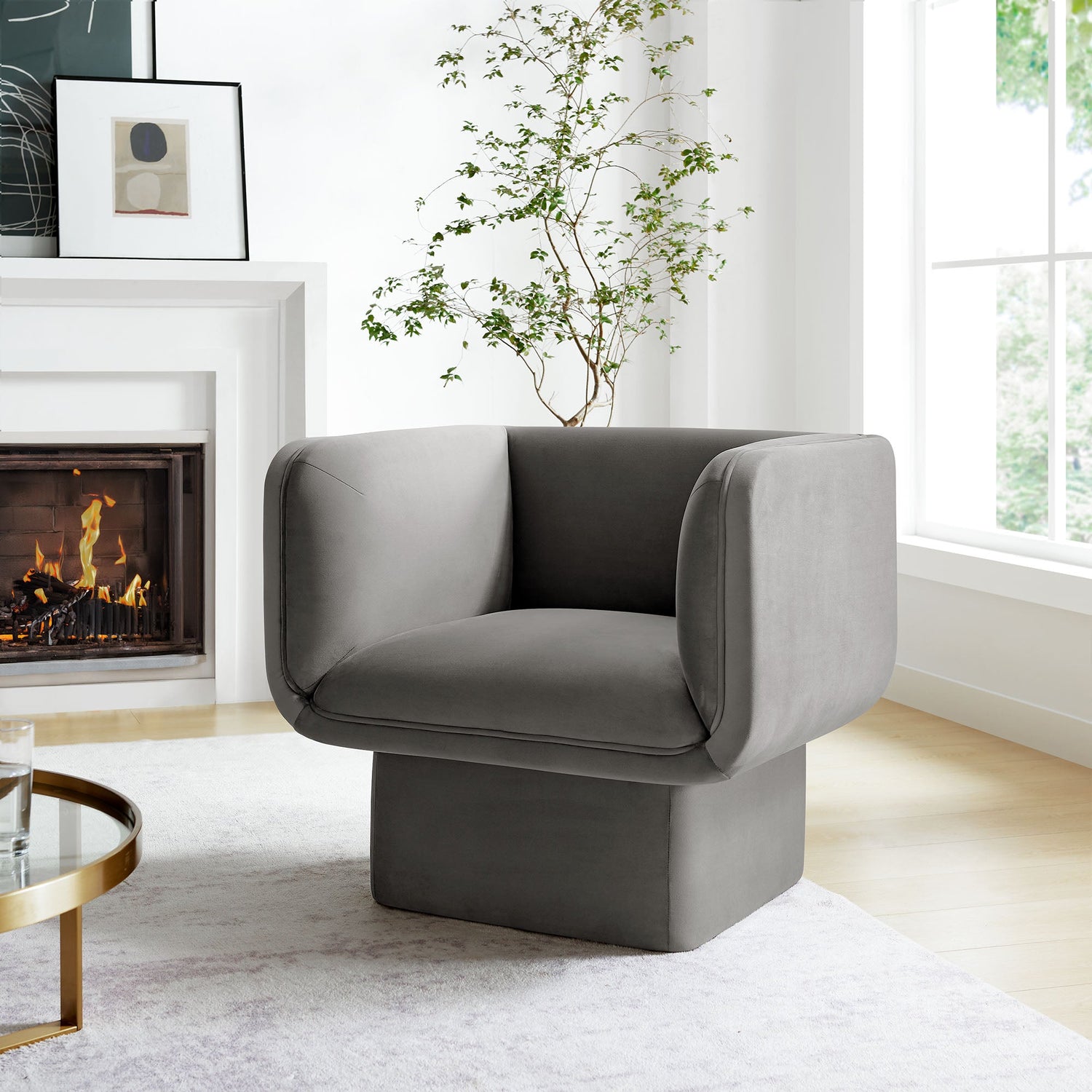 Tate Performance Velvet Accent Chair By HouseBean