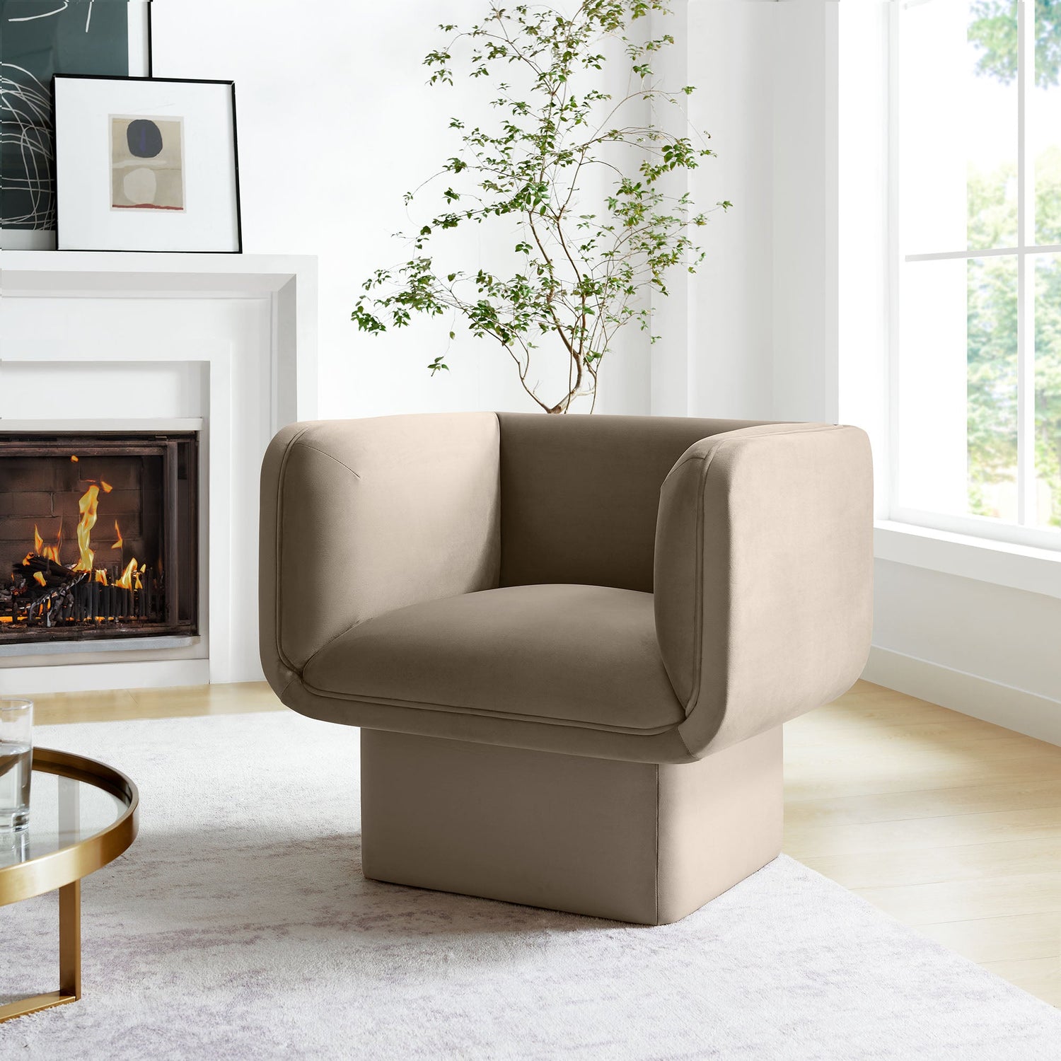 Tate Performance Velvet Accent Chair By HouseBean