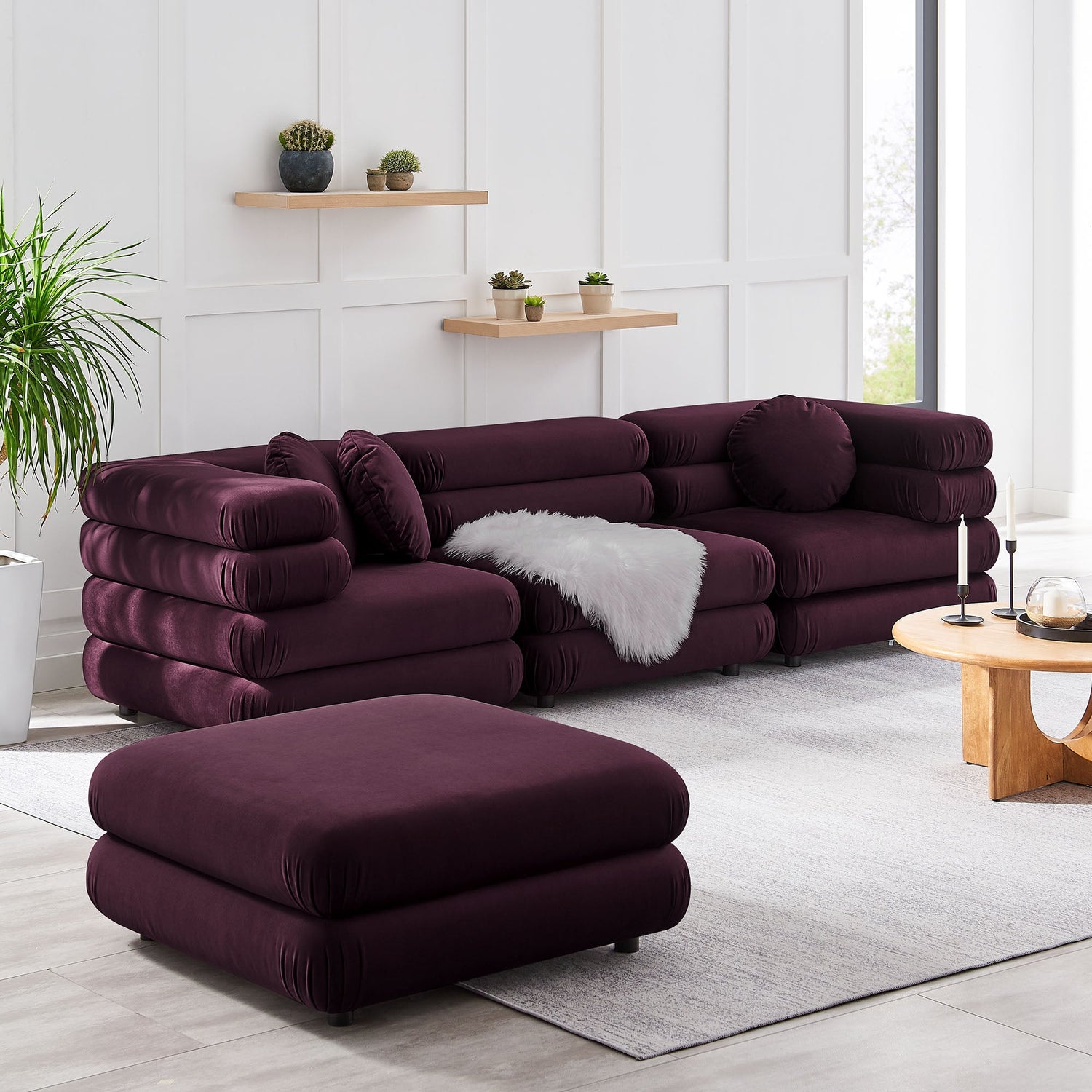 Jubilee 4-Piece Modular Performance Velvet Sectional Sofa by Modway
