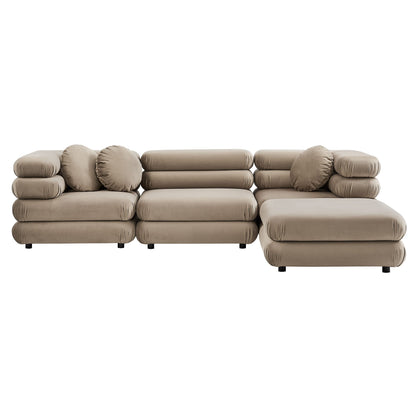 Jubilee 4-Piece Modular Performance Velvet Sectional Sofa by Modway