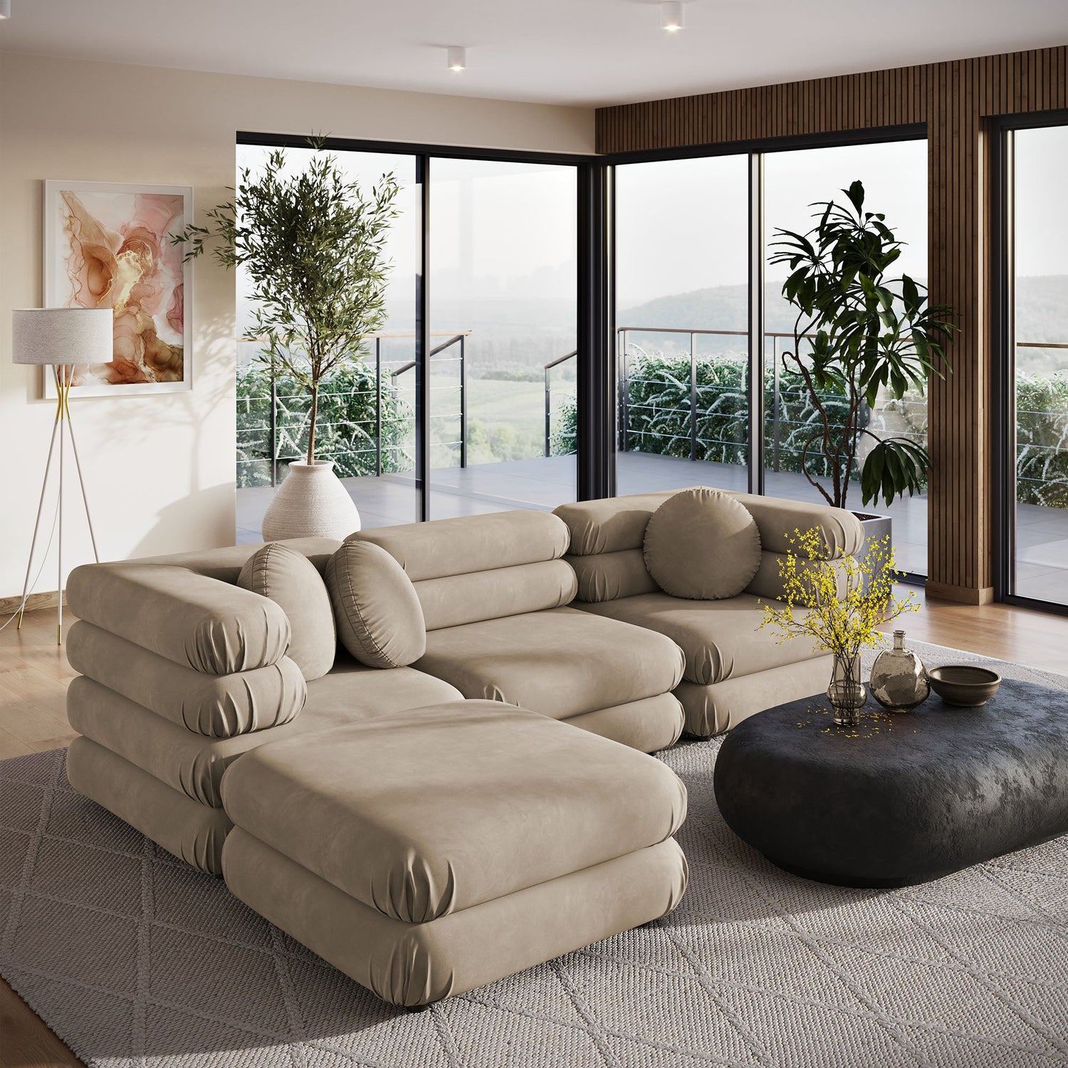 Jubilee 4-Piece Modular Performance Velvet Sectional Sofa by Modway