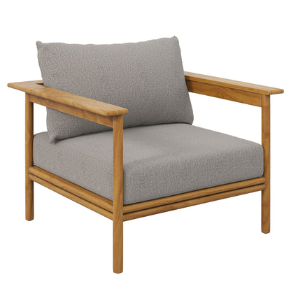 Wren Outdoor Patio Teak Wood Armchair and Ottoman Set by Modway