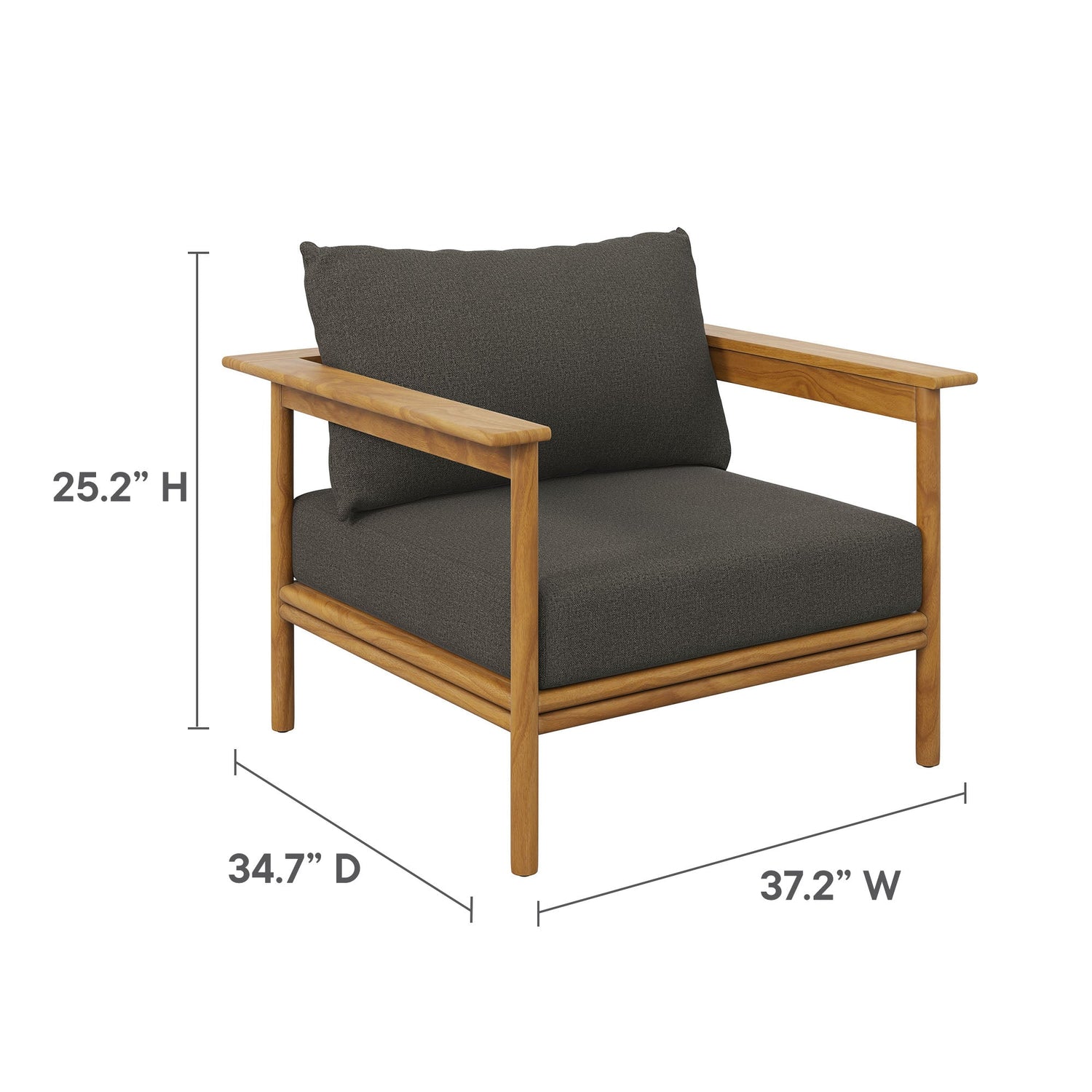 Wren Outdoor Patio Teak Wood Armchair and Ottoman Set by Modway