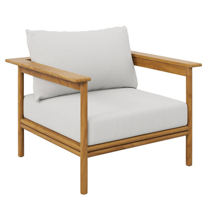 Wren Outdoor Patio Teak Wood Armchair and Ottoman Set by Modway