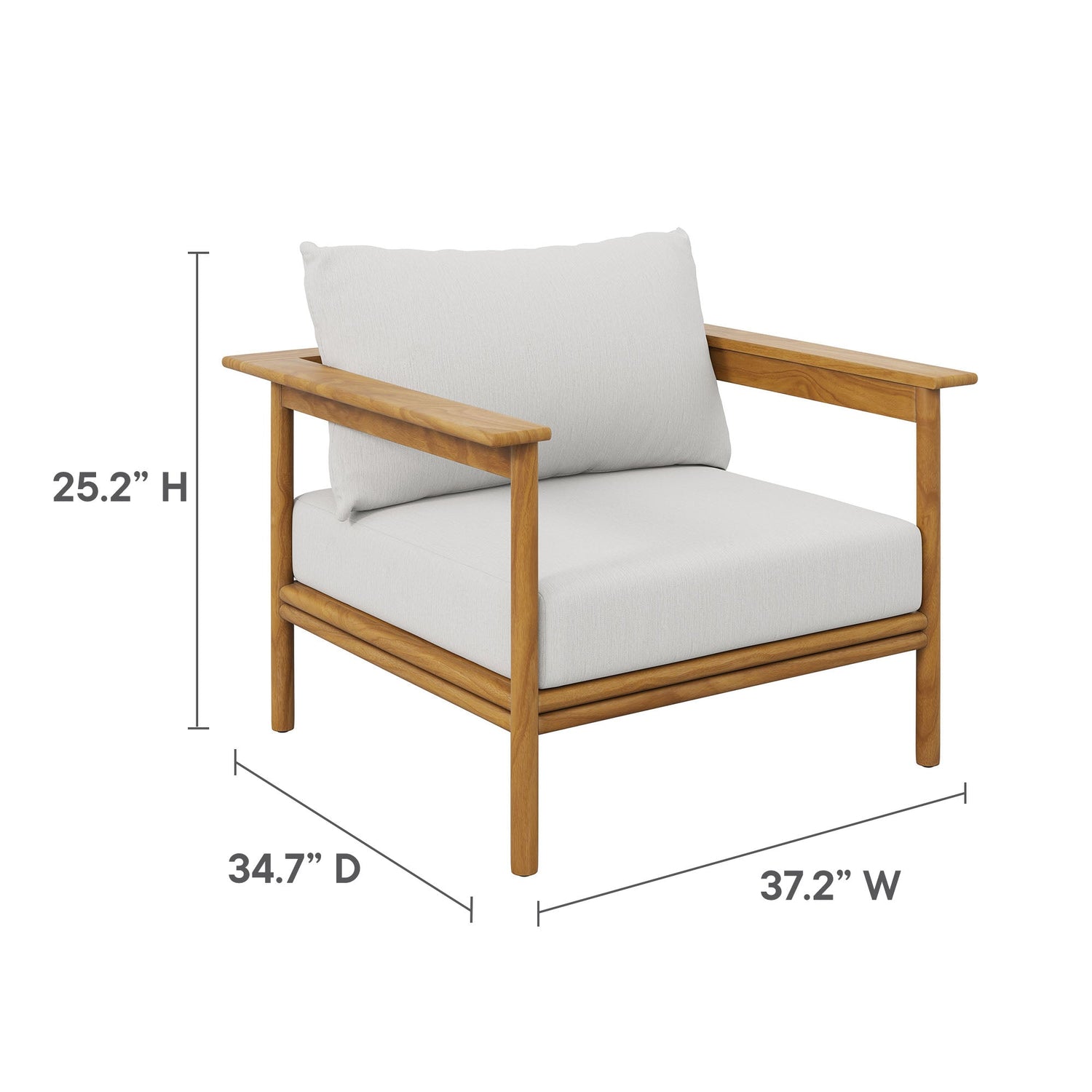 Wren Outdoor Patio Teak Wood Armchair and Ottoman Set By HouseBean