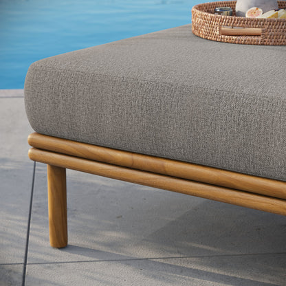 Wren Outdoor Patio Teak Wood Ottoman By HouseBean