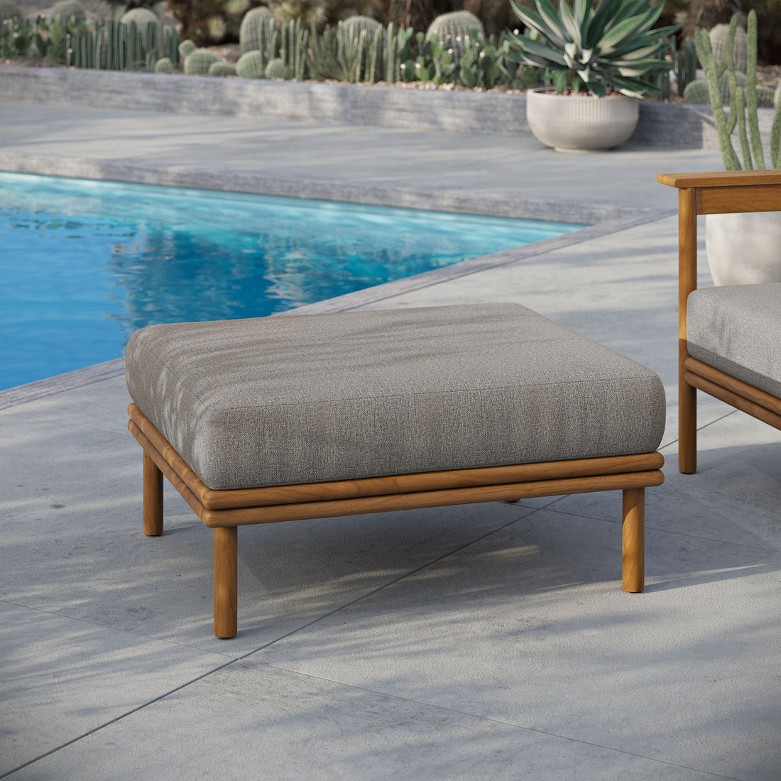 Wren Outdoor Patio Teak Wood Ottoman By HouseBean