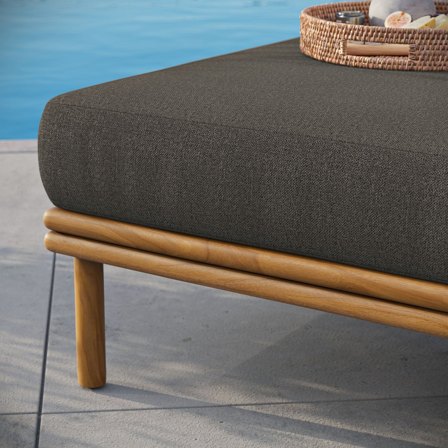 Wren Outdoor Patio Teak Wood Ottoman By HouseBean