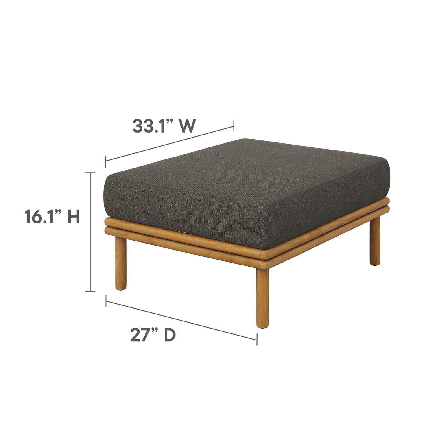 Wren Outdoor Patio Teak Wood Ottoman By HouseBean