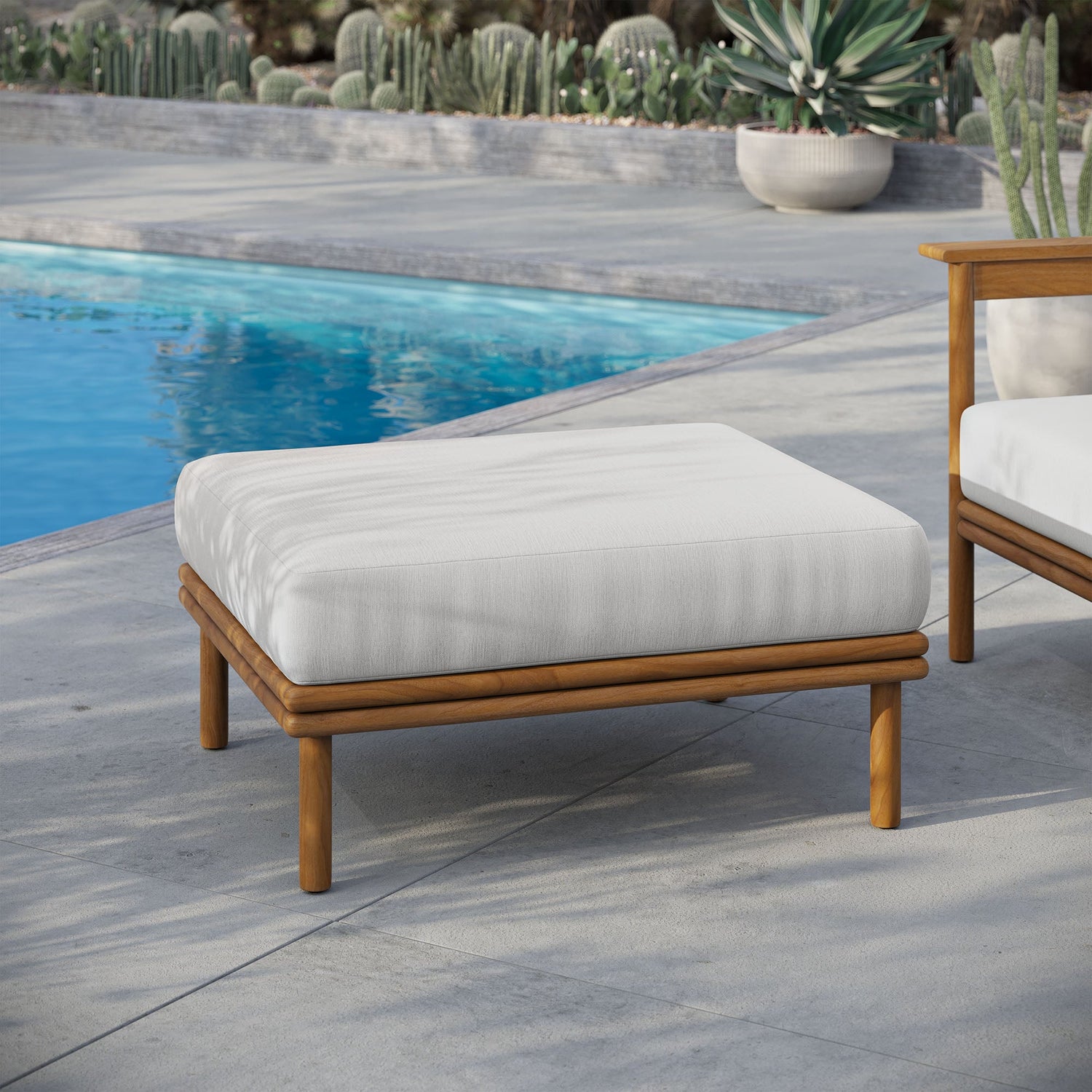 Wren Outdoor Patio Teak Wood Ottoman By HouseBean