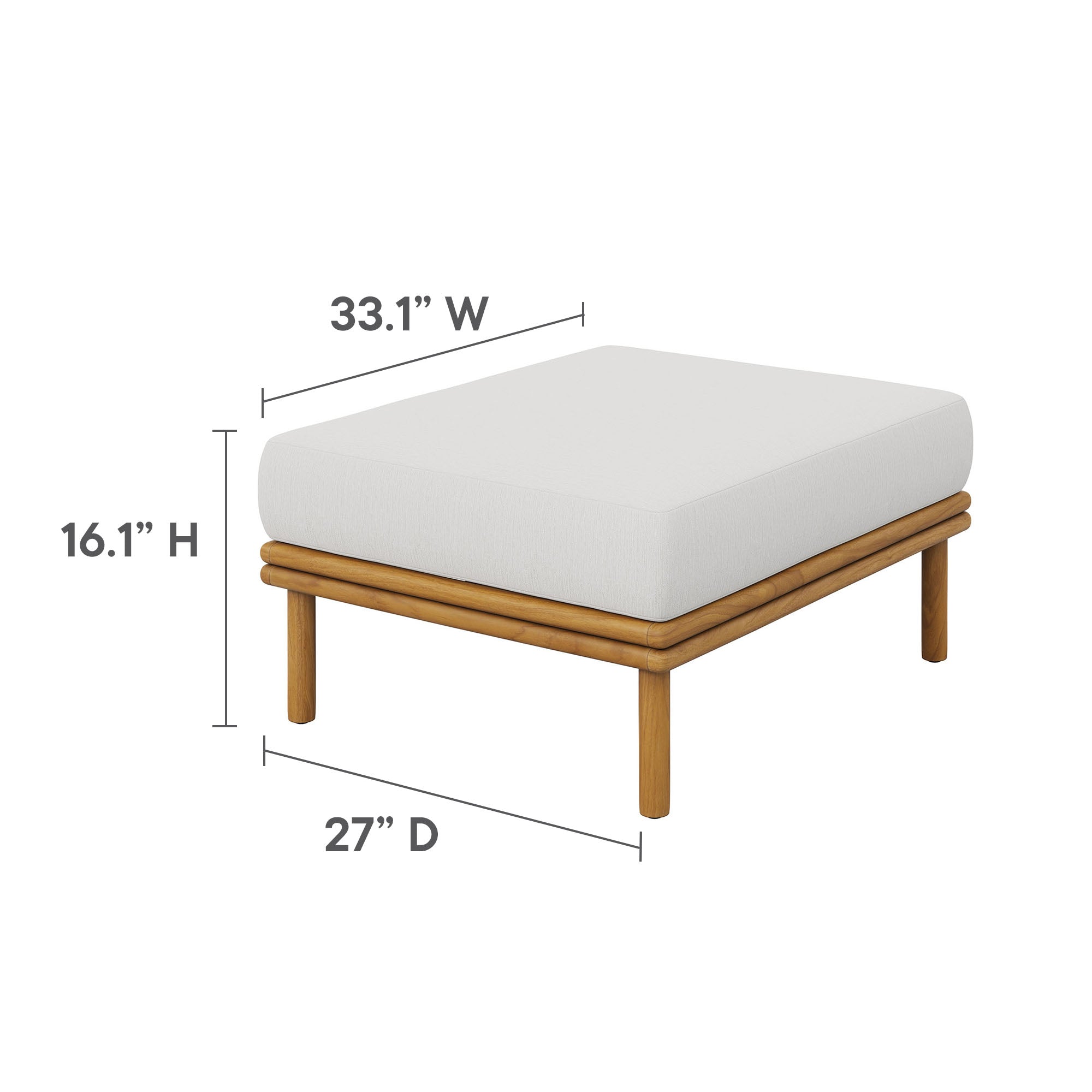 Wren Outdoor Patio Teak Wood Armchair and Ottoman Set by Modway