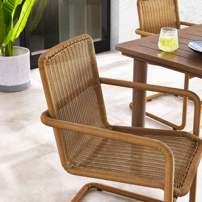 Abacus Outdoor Patio Wicker Dining Chairs Set of 2 By HouseBean