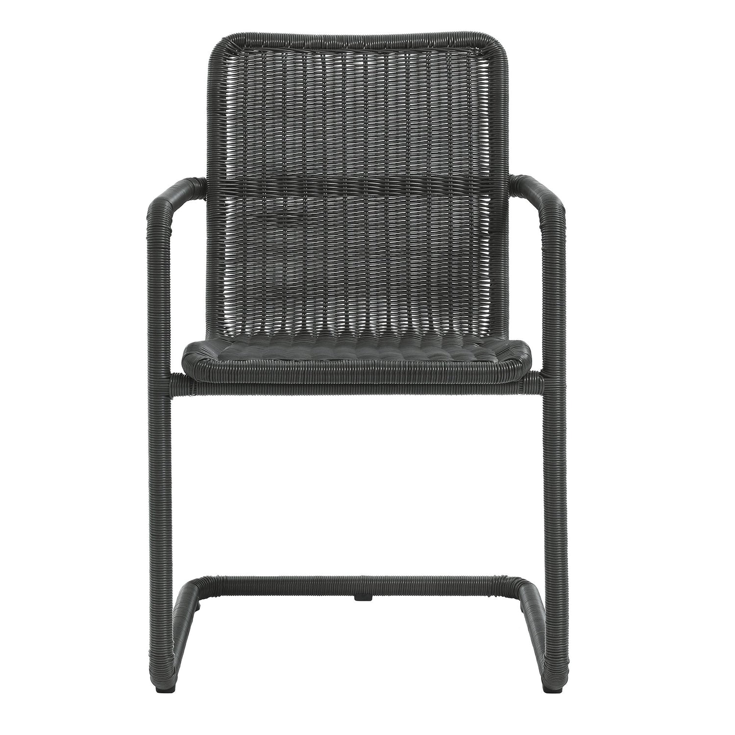 Abacus 7-Piece Rectangular Outdoor Patio Aluminum Dining Table Set with Rattan Armchairs by Modway