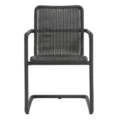 Abacus 7-Piece Rectangular Outdoor Patio Aluminum Dining Table Set with Rattan Armchairs by Modway