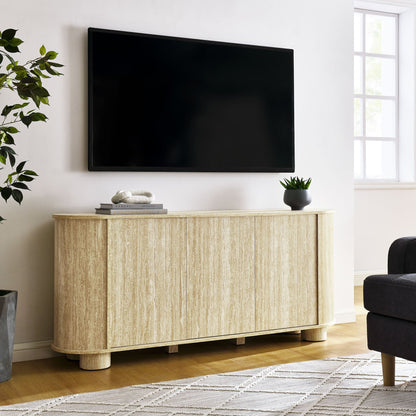 Overture 63‚Äù Oval Faux Travertine Sideboard by Modway
