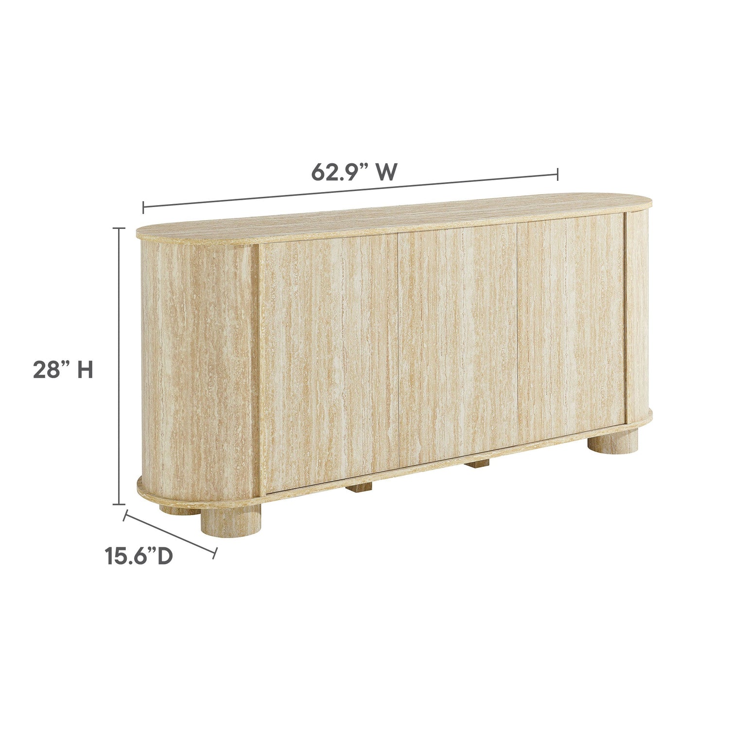 Overture 63‚Äù Oval Faux Travertine Sideboard by Modway
