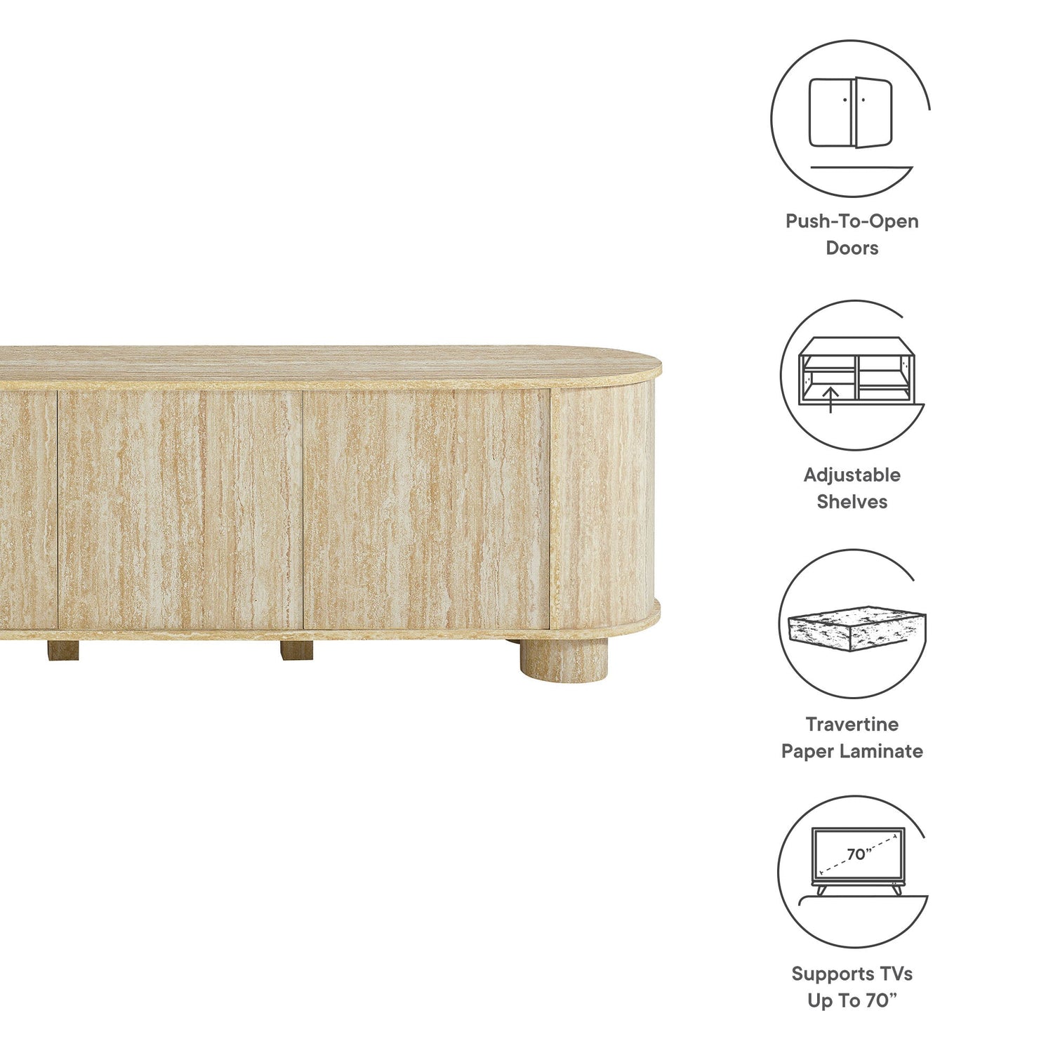 Overture 63‚Äù Oval Faux Travertine TV Stand by Modway