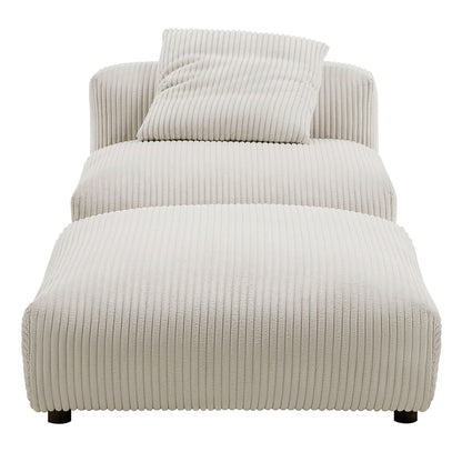 Solace  Modular Corduroy Upholstered Armless Chair and Ottoman Set