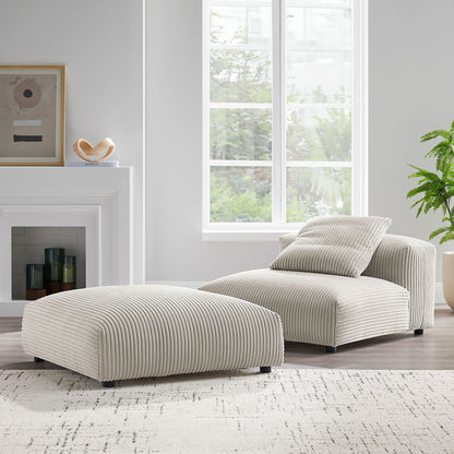 Solace  Modular Corduroy Upholstered Armless Chair and Ottoman Set