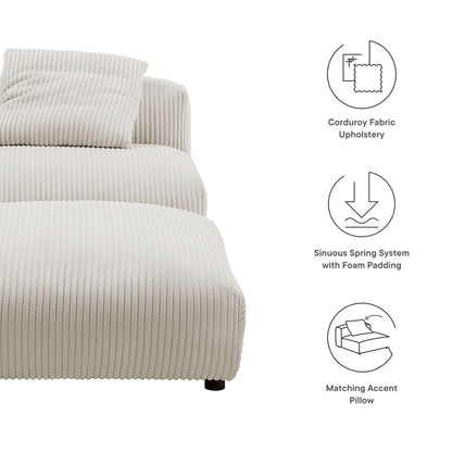 Solace  Modular Corduroy Upholstered Armless Chair and Ottoman Set