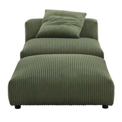 Solace  Modular Corduroy Upholstered Armless Chair and Ottoman Set