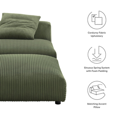 Solace  Modular Corduroy Upholstered Armless Chair and Ottoman Set