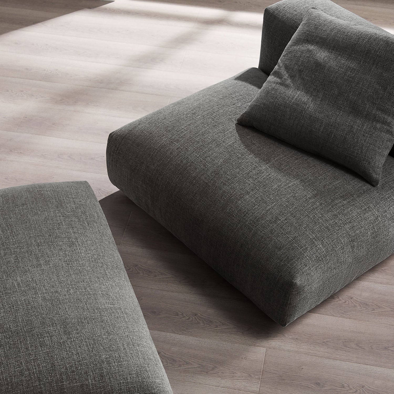 Solace  Modular Upholstered Fabric Armless Chair and Ottoman Set