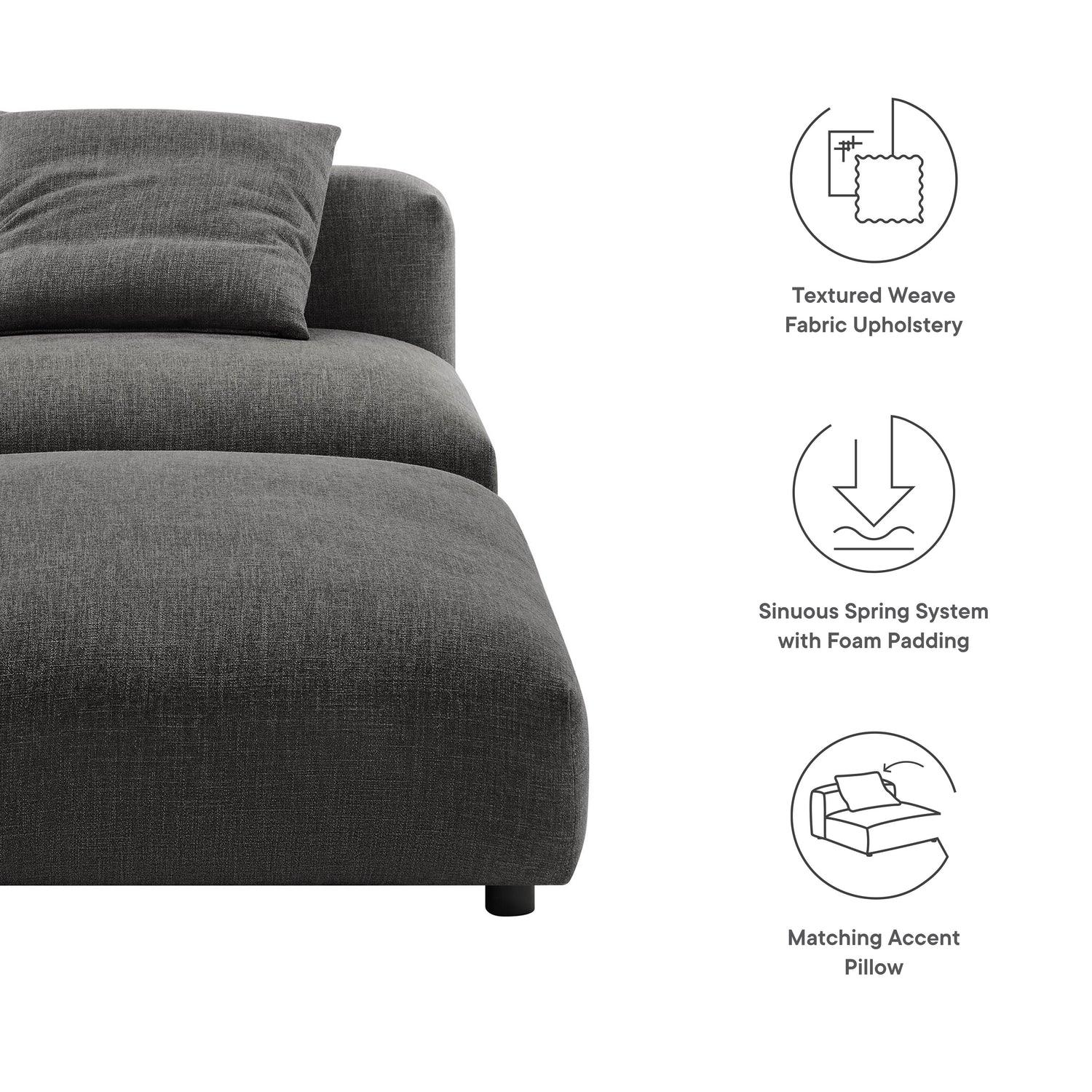 Solace  Modular Upholstered Fabric Armless Chair and Ottoman Set