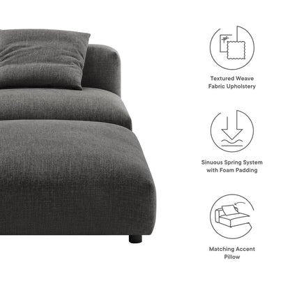 Solace  Modular Upholstered Fabric Armless Chair and Ottoman Set